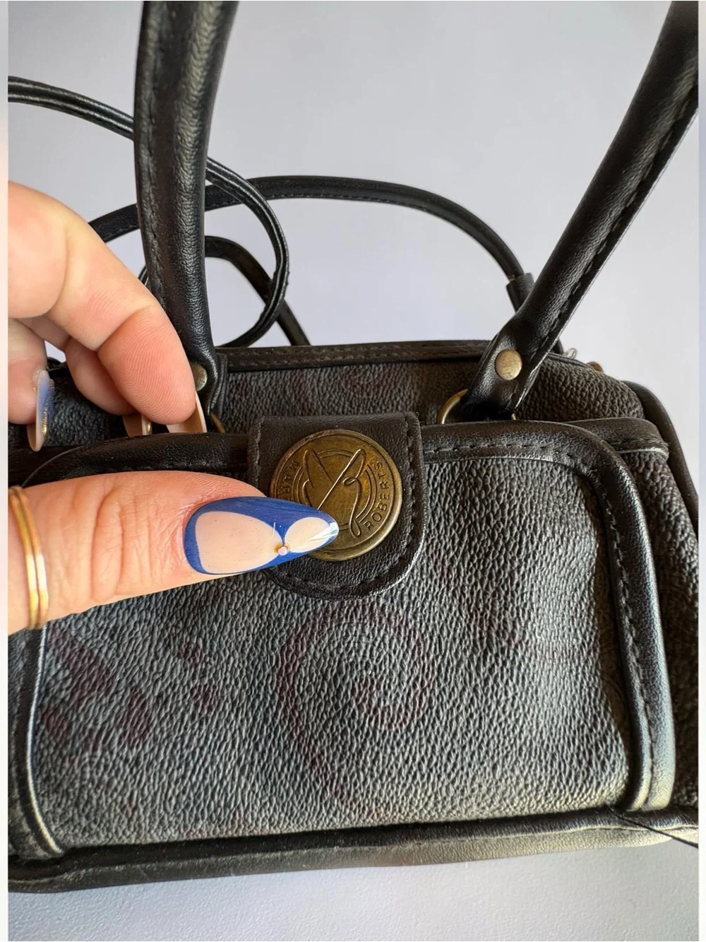 Black Leather-Trim Crossbody Satchel - Martin Robert’s 90s Y2K Handbag Paisley